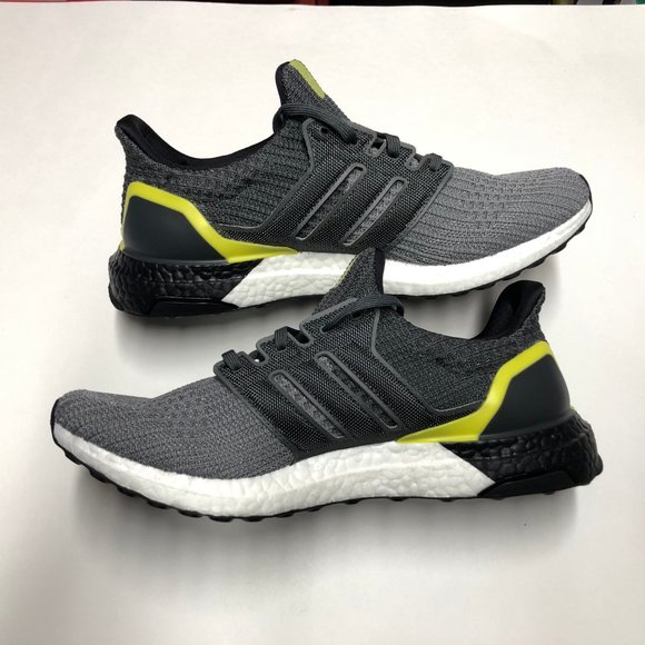 adidas Ultraboost Grey Black Yellow Mens Shoes - Picture 5 of 6